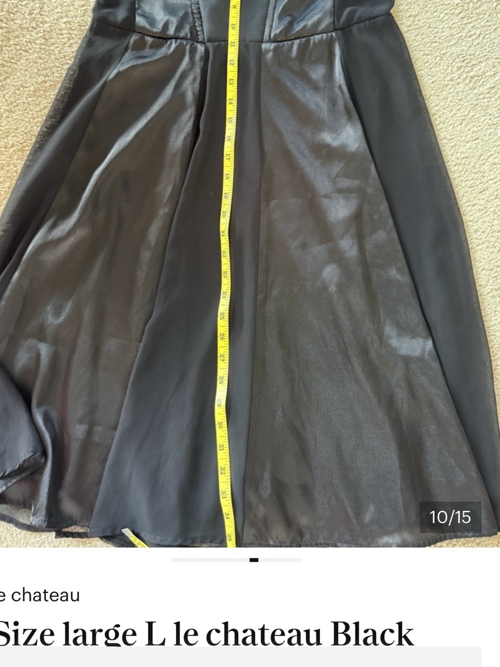 Size large L le chateau Black Strapless Satin Cocktail Dress corset style satin - Picture 5 of 6